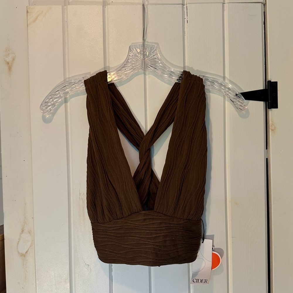 Cider Brown Crisscross women’s going out top